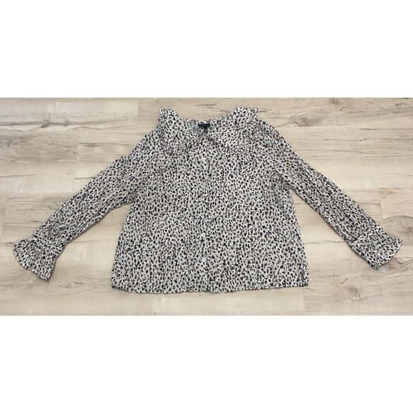 Who What Wear Tops - Who What Wear Women XXL Blouse Animal Print Button Peter Pan Collar Long Sleeve